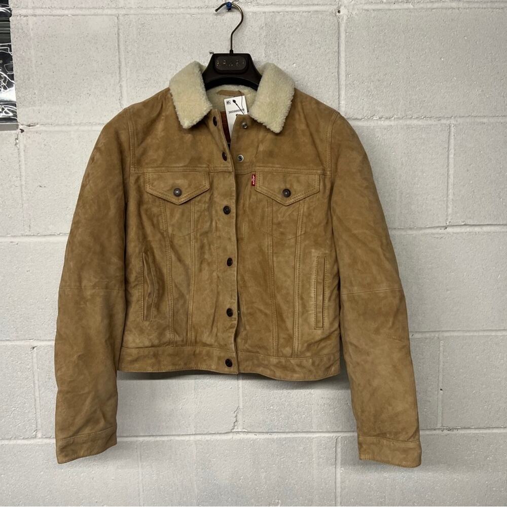 NEW NWT Small S Levi's Dijon Jacket & Coats Suede Sherpa Fur Lined Trucker
